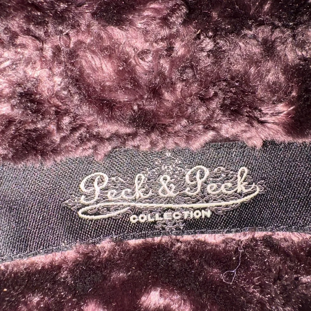 Peck & Peck vintage faux fur open jacket shawl collar sz S brownish purple - Picture 3 of 4